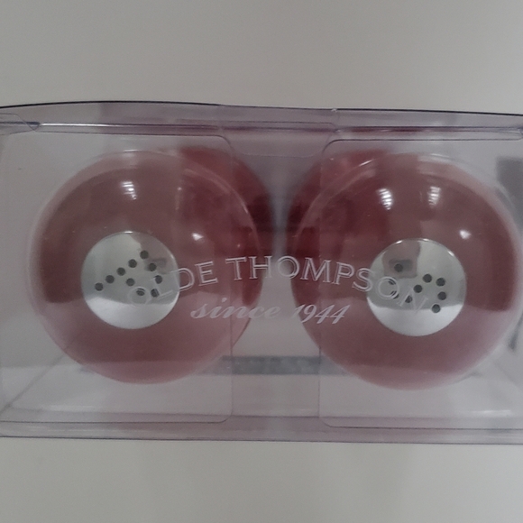 OLDE THOMPSON Red Salt & Pepper Shakers 'Victoria' Design Opaque Silver Accent - Picture 4 of 7
